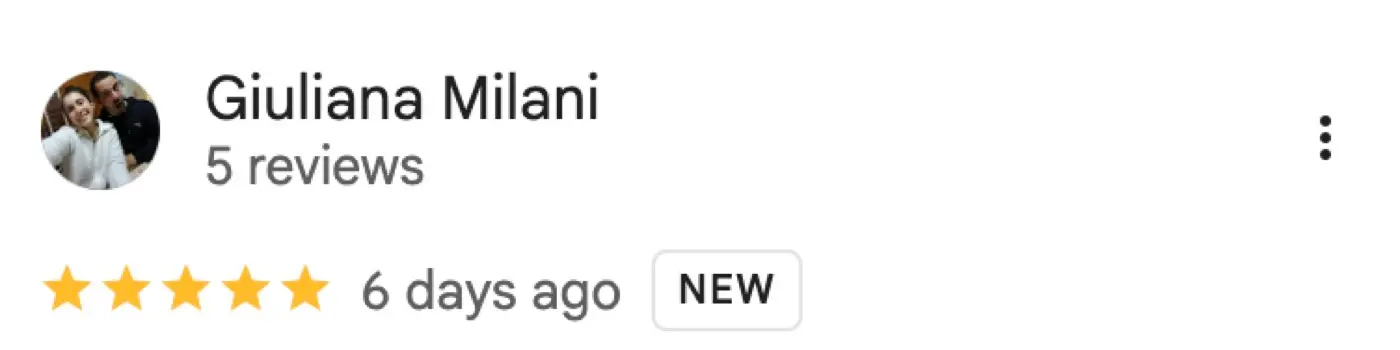 Reseña de Google de Giuliana Milani, 5 de 5 estrellas