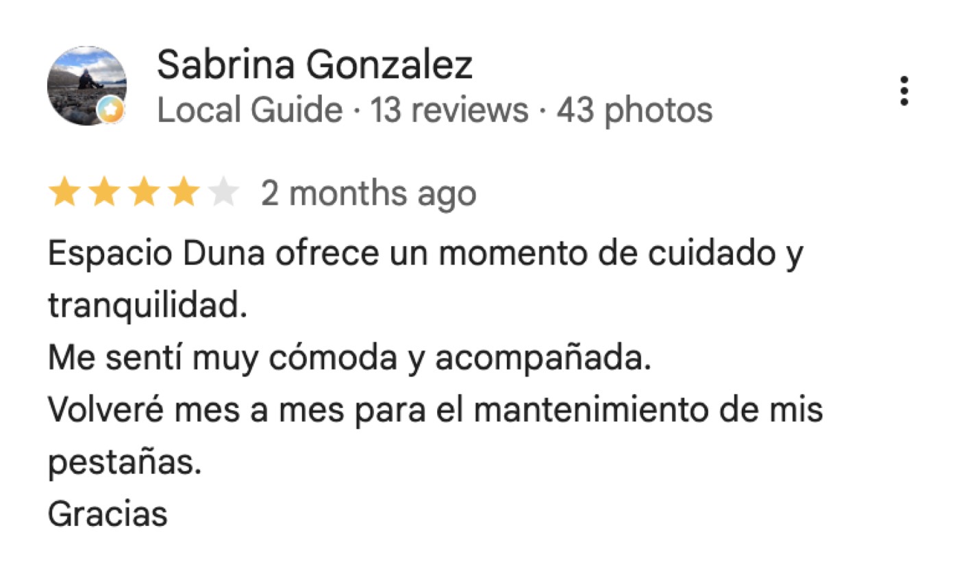 Captura de reseña 3 en Google